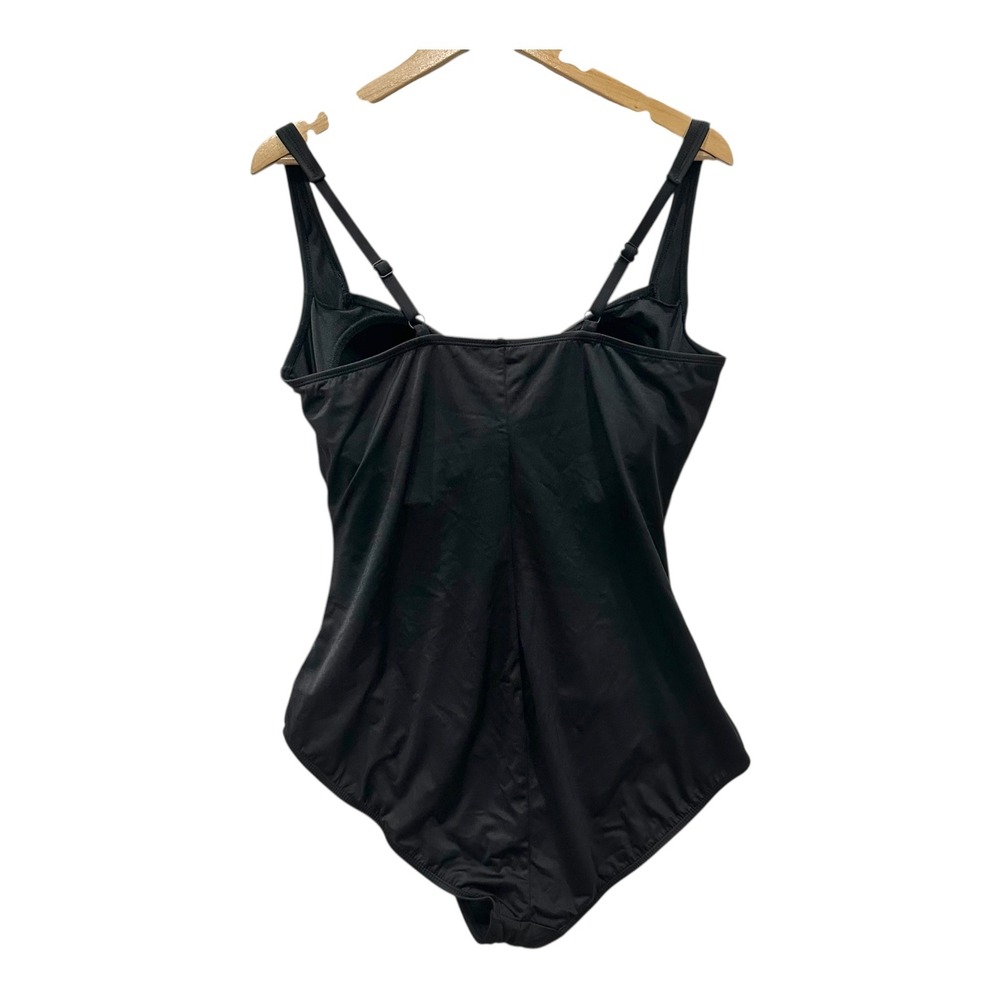 Embrace Your Curves by Miracle Brands Black Ruched One Piece Swimsuit 2X 20W-22W